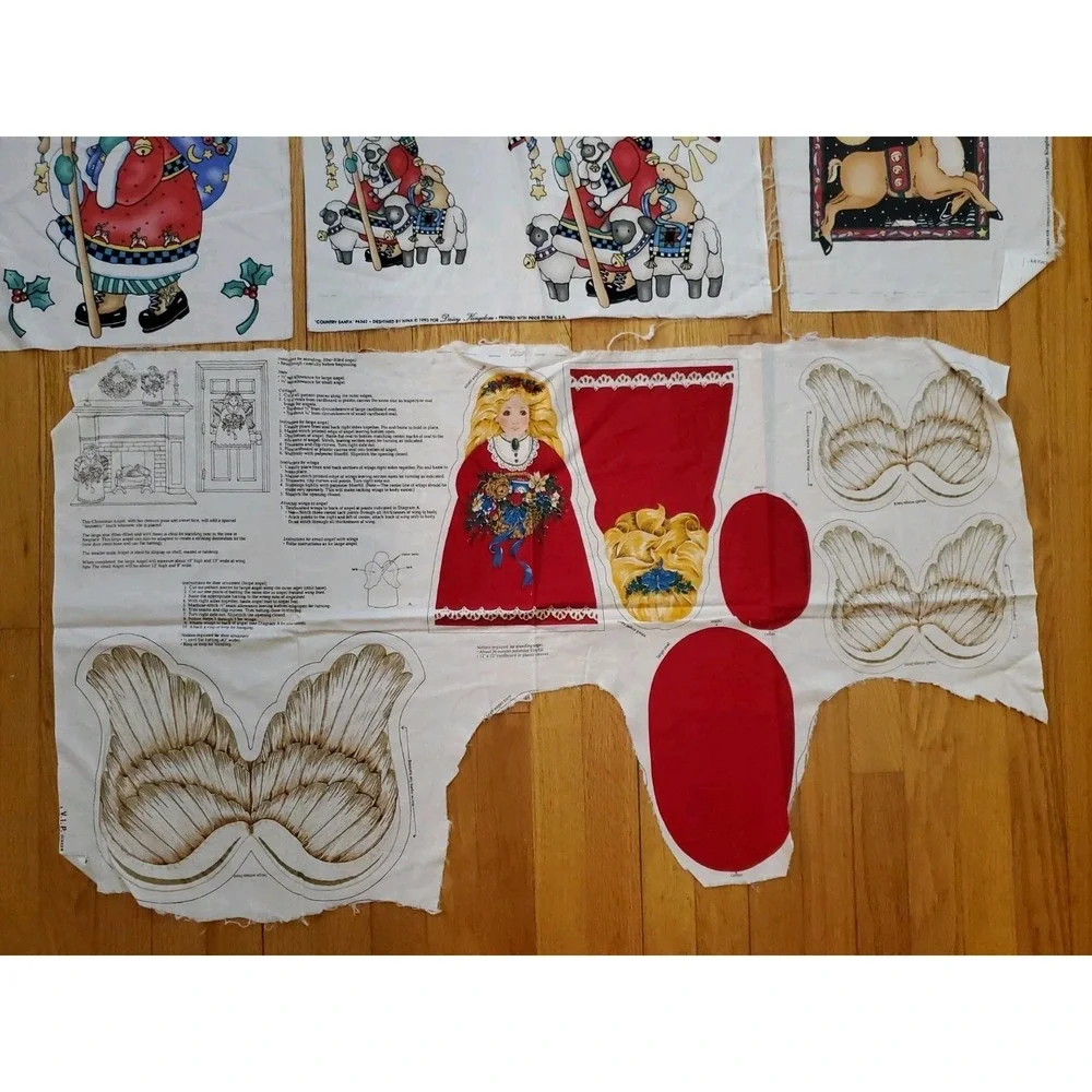 Christmas Fabric Panel Lot Country‎ Santa #6362 Applique Panel Lot 1993
